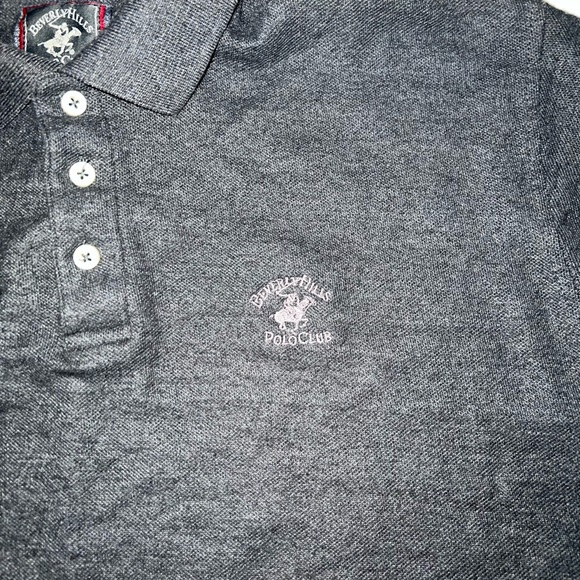 Men's Polo Shirt Beverly Hills Polo Club Modern Fit Size L Gray Short Sleeve - Picture 3 of 3